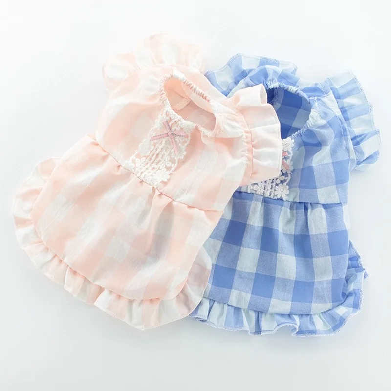 

Plaid Dog Clothes Shirt Casual Print Small Pet Clothing Fashion Kawaii Comfortable Dogs Trendy Spring Summer Girls Wholesale