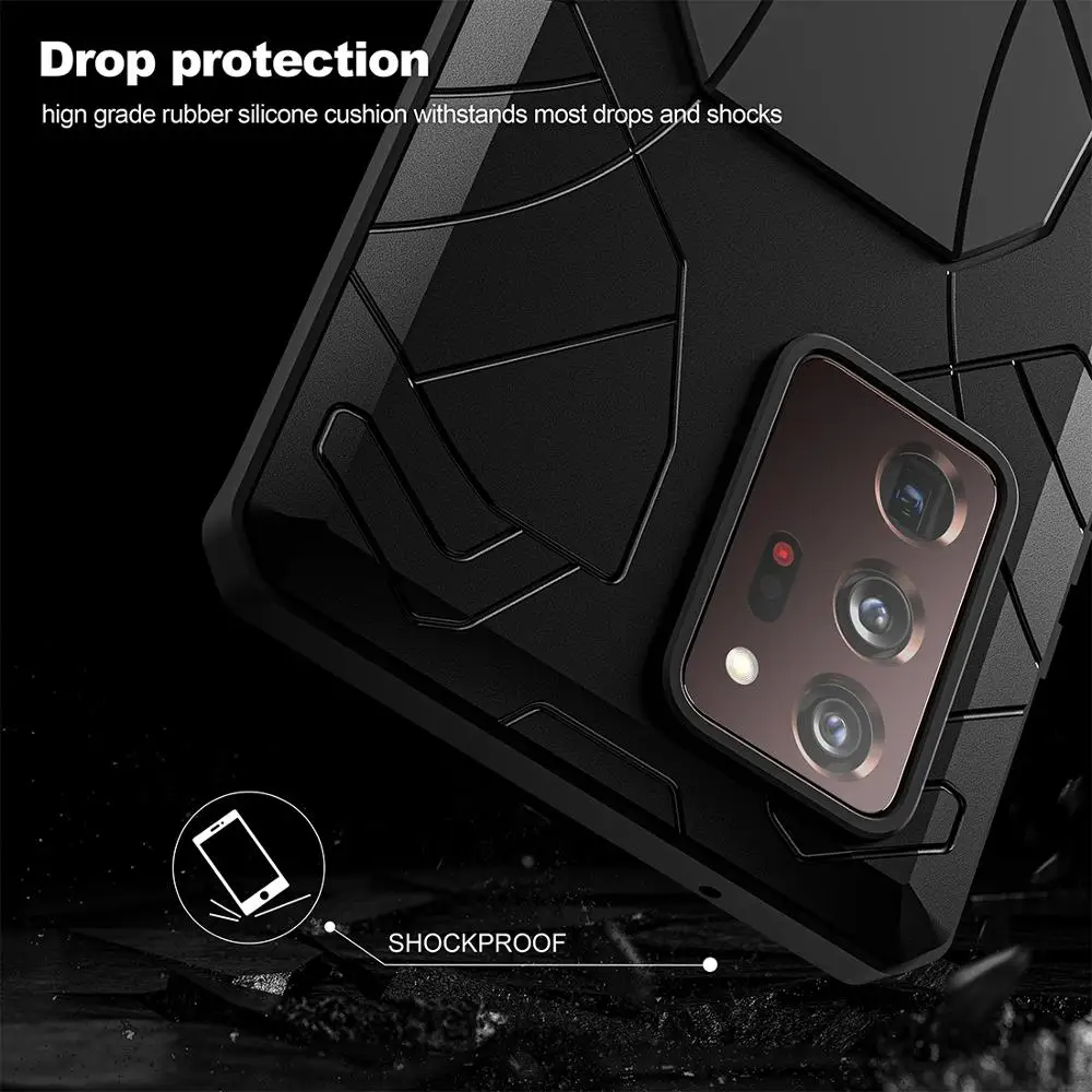 Imatch Metal Case Shockproof For Samsung Note20 Note 20 Ultra 6.9 Luxury Doom Armor Full-body Rugged Holster Cover With Glass