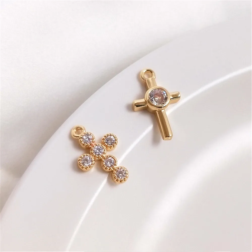 

14K Gold Filled Plated Micro-inlaid zircon fish pendant DIY necklace clavicle chain Earrings pendant fish pendant