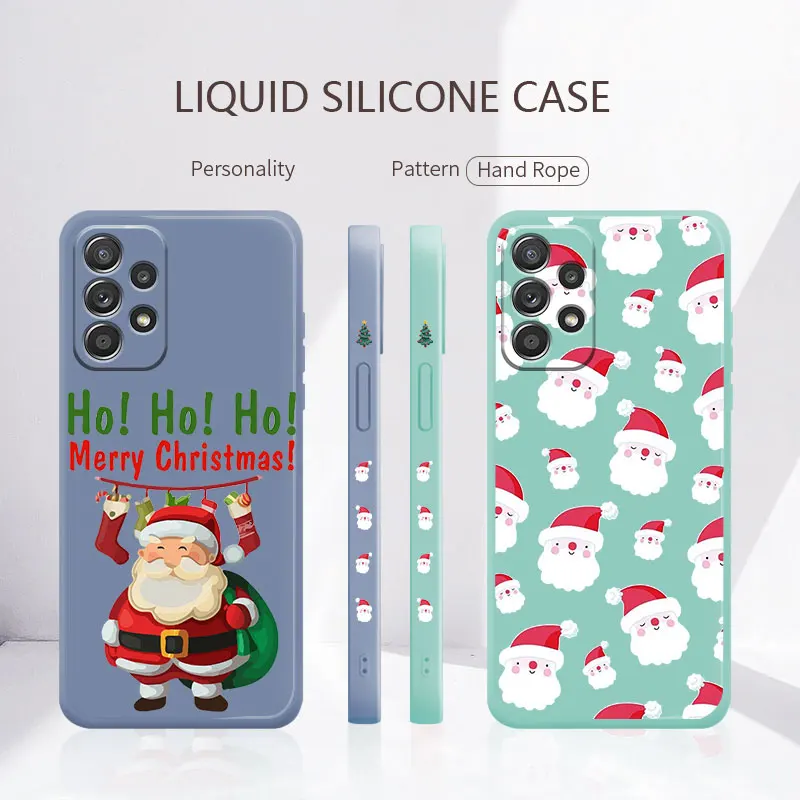 

Merry Christmas Santa Claus Liquid Case For Xiaomi Poco X3 NFC X4 M3 M4 F3 GT Pro For MI 6 6X 8 9 SE 10S 10 10T 11T Lite Ultra