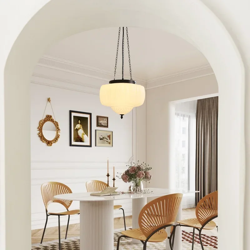 Винтажная ретро стеклянная светодиодная люстра в полоску с резной лампой для