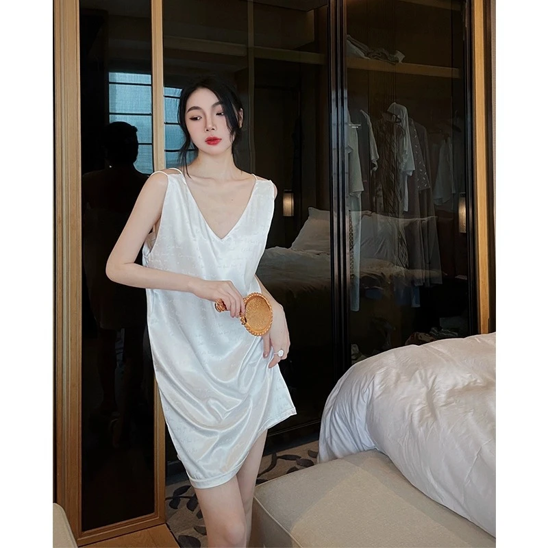 Новинка 2023 г. Летняя шелковая женская ночная рубашка High Sense Женская летняя