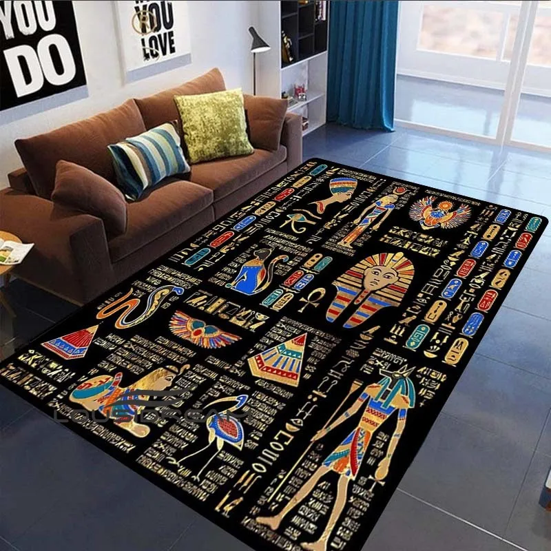 

Black Pharaoh Puzzle Home Area Large Rug 3D Printing Bedroom Living Room Children Play Mat Kitchen Door Mat Decorative Rug