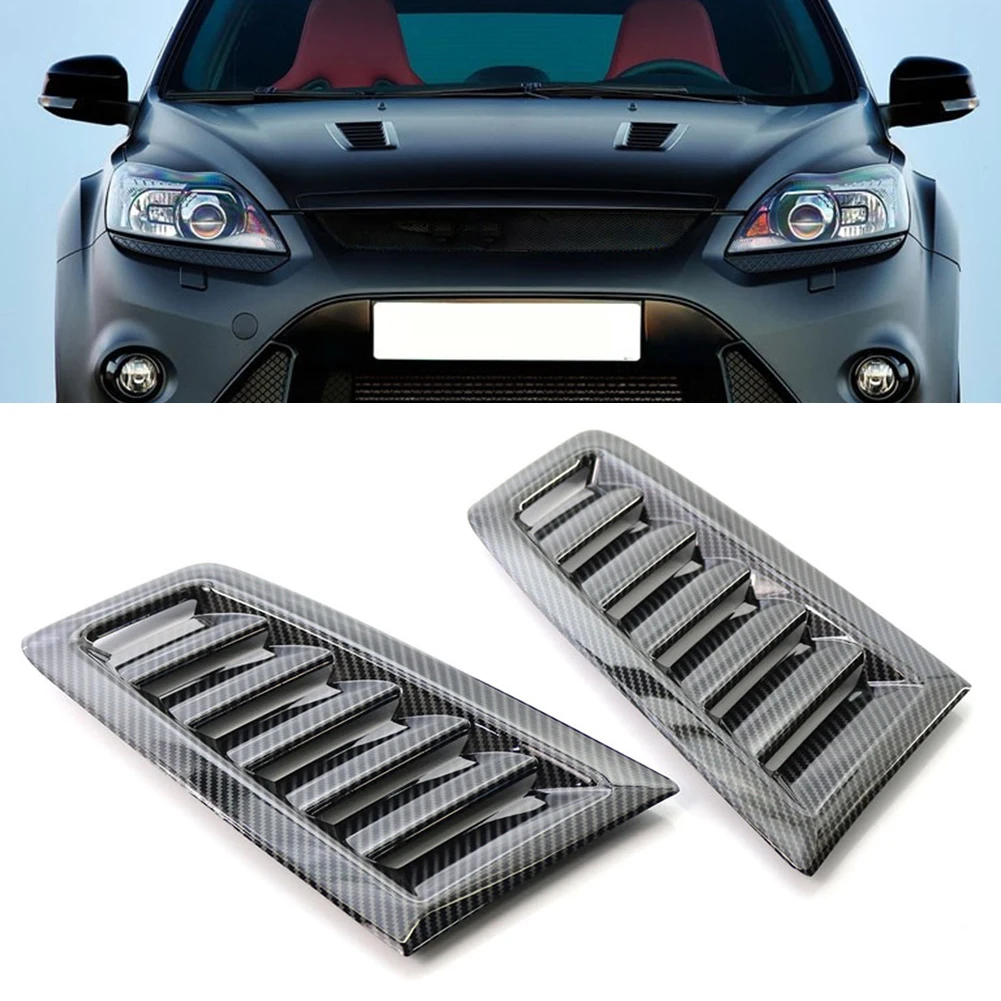 Universal For Ford Focus RS MK2 Style ABS Plastic Car Hood Bonnet Vents Carbon Fiber Texture For BENZ For Audi For BMW For Honda