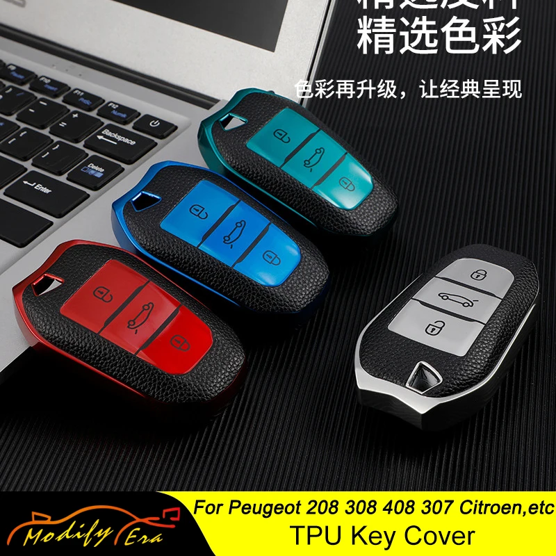 

TPU Leather Car Key Case Cover Shell for Peugeot 308 408 508 2008 3008 4008 5008 Citroen C4 C4L C6 C3-XR Car-Styling Accessories