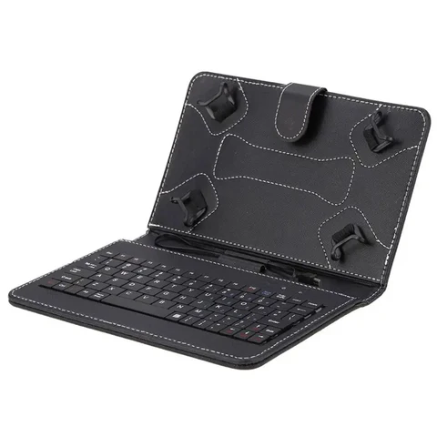 Универсальный чехол из искусственной кожи с клавиатурой для планшета 10,1 дюйма, с USB-кабелем для передачи данных и адаптером типа C, совместимый с Samsung Galaxy/Lenovo
