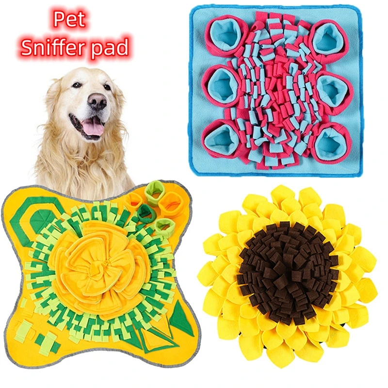 

Pet Dog Snuffle Mat Nose Smell Training Sniffing Pad Slow Feeding Bowl Food Dispenser Relieve Stress Sunflower Puzzle