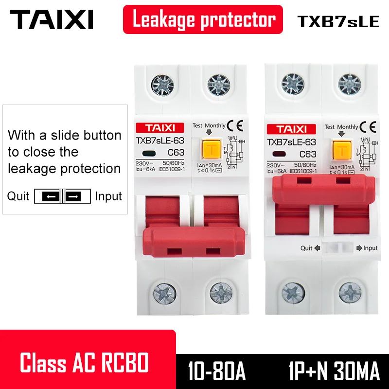 

Mini RCBO AC220V 110V Circuit Breaker With Leackage Protection RCD 2P 16A 20A 32A 63Amp Power Switch Short Circuit Protect