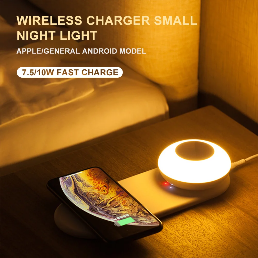 

1Pcs Wireless Charging LED Desk Lamp Separate Magnetic Suction Touch Dimming Bedroom Creative Night Light