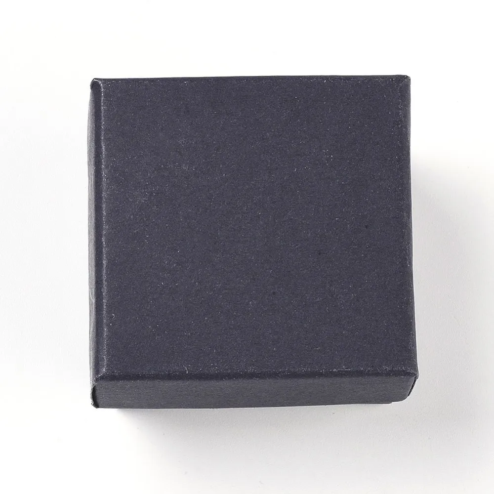 

Картонные коробки для колец и ювелирных изделий из крафт-бумаги, квадратные с губкой внутри, черные, 5,1x5,1x3,2 см, 24 шт.