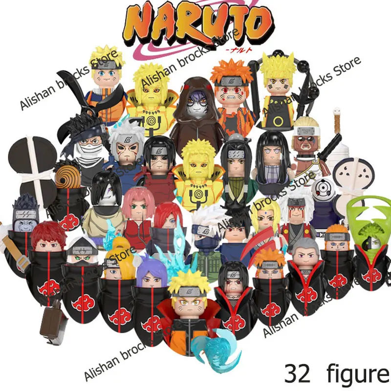 

32pcs Naruto blocks Building Blocks Anime cartoon Japanese Characters Mini Action Figures Heads Kid Toys Birthday Gifts