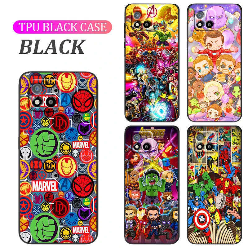 

Marvel Avengers Superheroes Phone Case For Realme Q3S GT Q3 C21Y C20 C21 V15 X7 V3 V5 X50 Q2 C17 C12 C11 Pro 5G TPU Cover