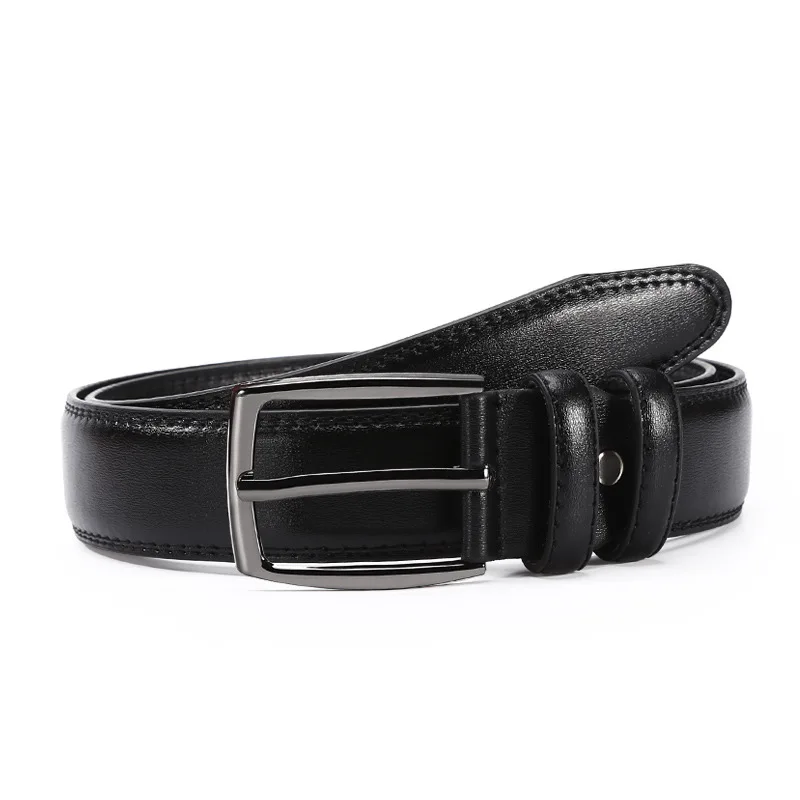 Fashion Men Belt PU Leather Length 125 CM Alloy Square Needle Stick Fall Winter Casual Travel Black Dark Brown Brown Belt A3308
