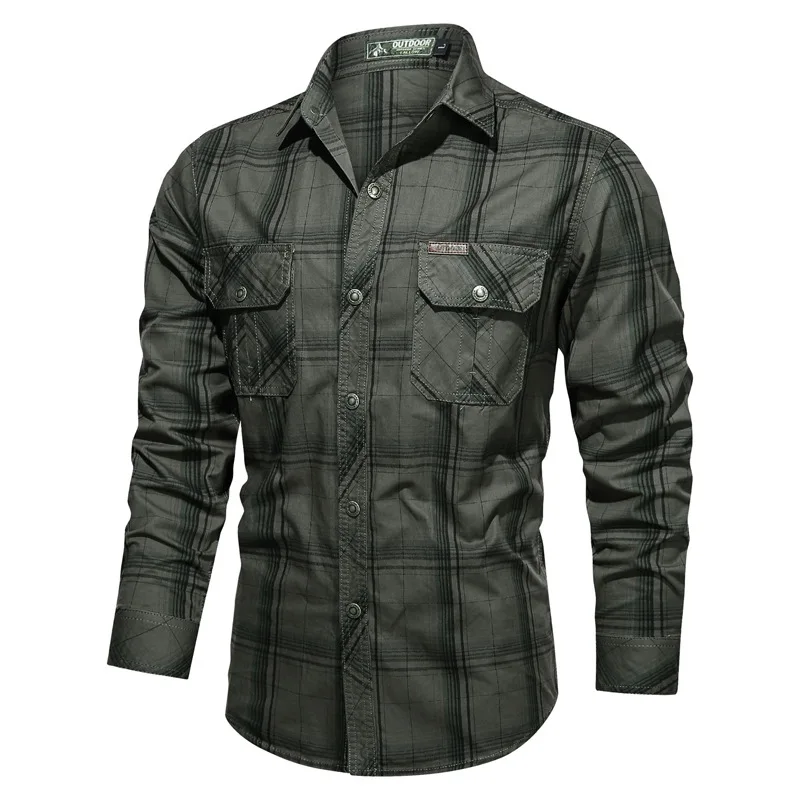 

New 2020 100% Cotton Plaid Shirt Men Casual Oversized High Quality Spring Shirts for Men Fashion Button Up Pocket Men's Shirts