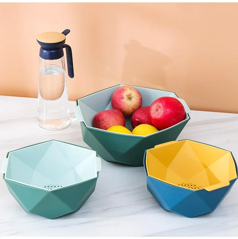 

Kitchen Supplies Kitchen Double Drain Baskets Fruit and Vegetable Wash Filters Collapsible Drainers Kitchen Tools Accessories