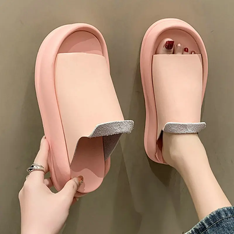 2023 New Women's Slippers Summer Beach Slippers for Women Fashion Soft Anti Slip Shoes Simple Solid Shoes Female Zapatillas De