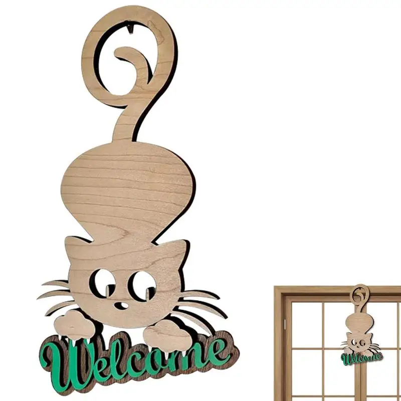 

Cat Welcome Sign Personalized Welcome Sign For Front Door Hanging Wall Decor Door Sign Wood Welcome Sign For Wall Decor Store