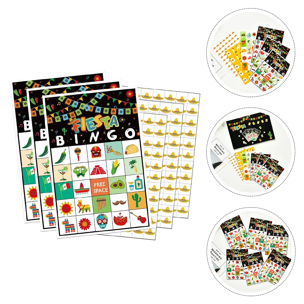

1 Set Mexican Papers Cards Party Game Accessories for 24 Persons (Black)
