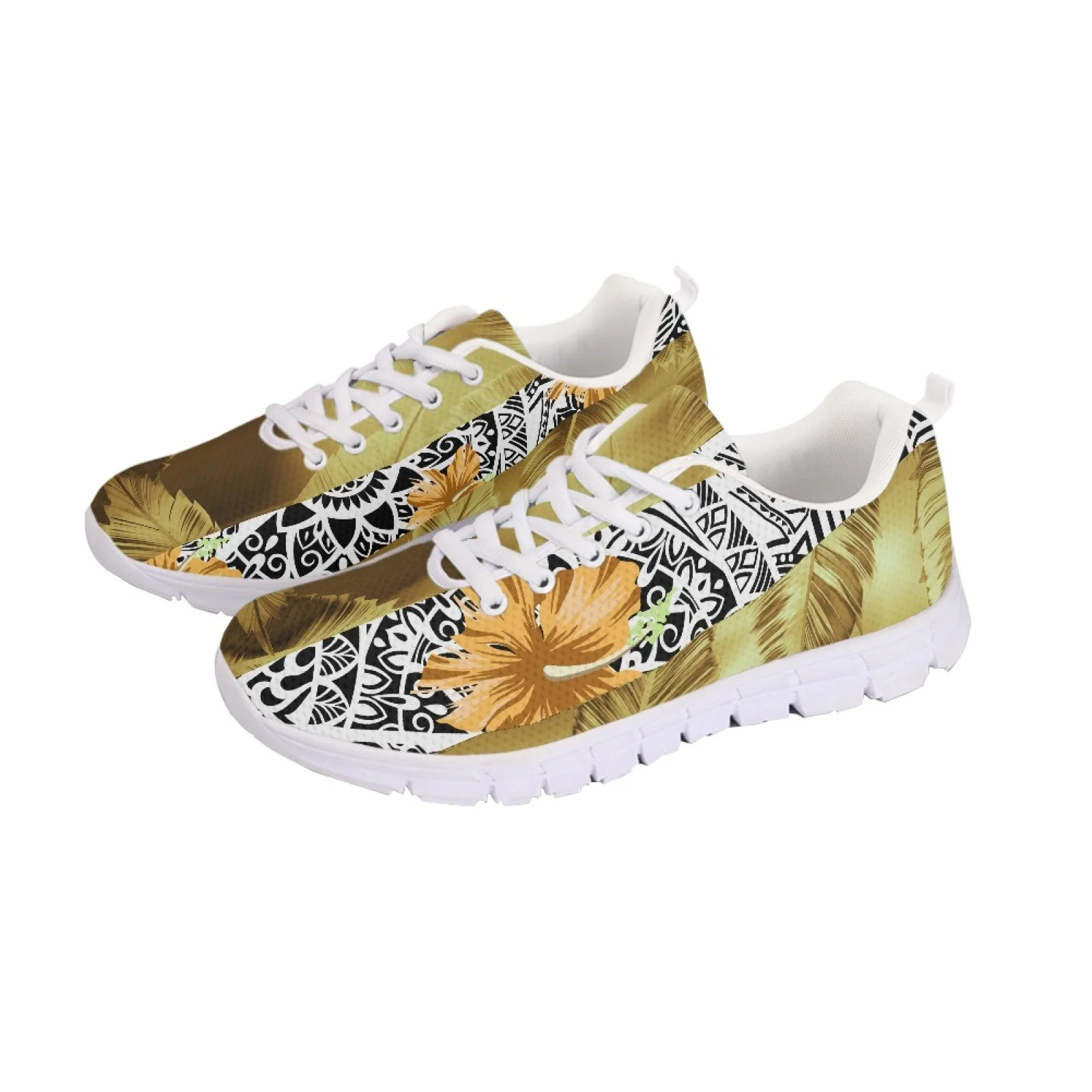 

Polynesian Tribal Hawaiian Totem Tattoo Hawaii Prints Unisex Superlight Soft-Soled Trainers Breathable Lace-Up Running Shoes