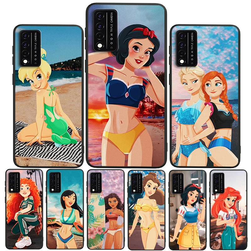 

Disney Beach Princess For T-Mobile REVVL V+ 5G T-Mobile REVVL 4 4+ Black luxury Silicone Soft Funda Phone Capa Case