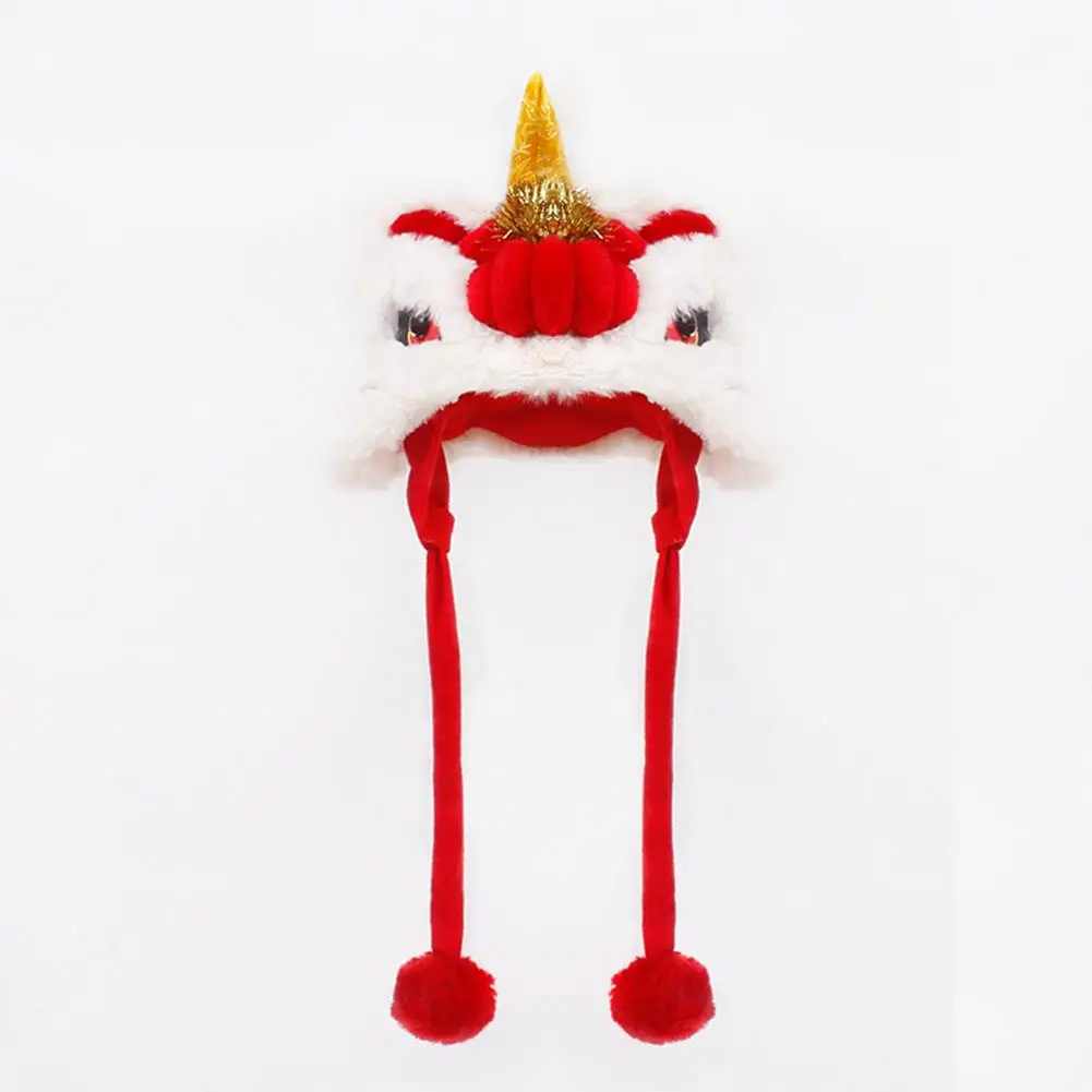 

Cute New Year Pet Lion-dance Hat Warm Fleece Liner Soft Comfortable Chinese Style Cats Dogs Costume For Holiday Party Photo Prop