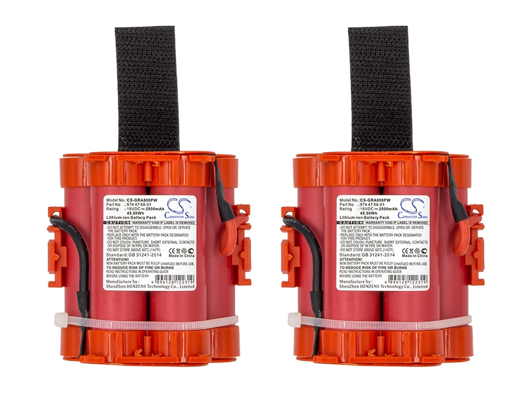 

2pack 2500mA Battery for Gardena 505 69 73-20,574 47 68-01,574 47 68-02,574 47 68-03,586 57 62-01