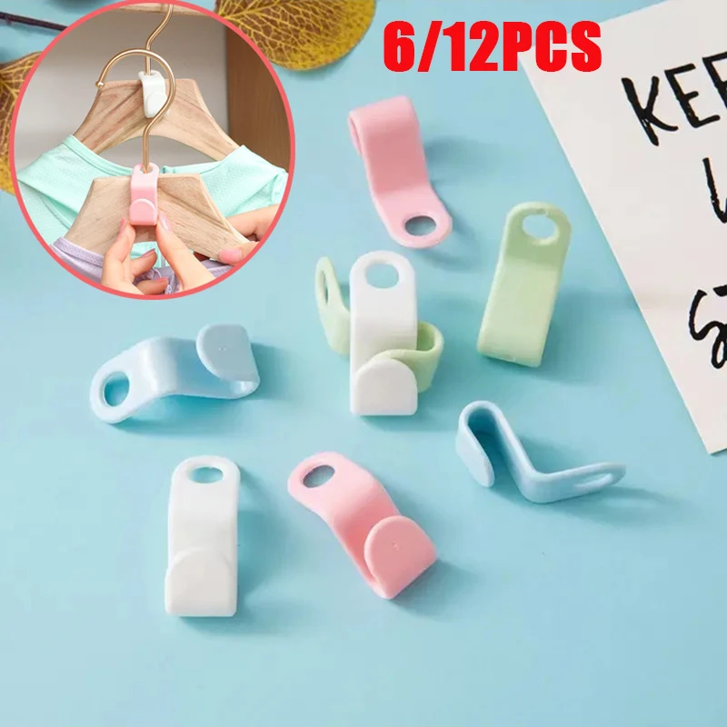 

6/12PCS Multi-function Clothes Hanger for Closet Connector Linking Hook Plastic Wardrobe Coat Organizer Rack Holder Space Saving