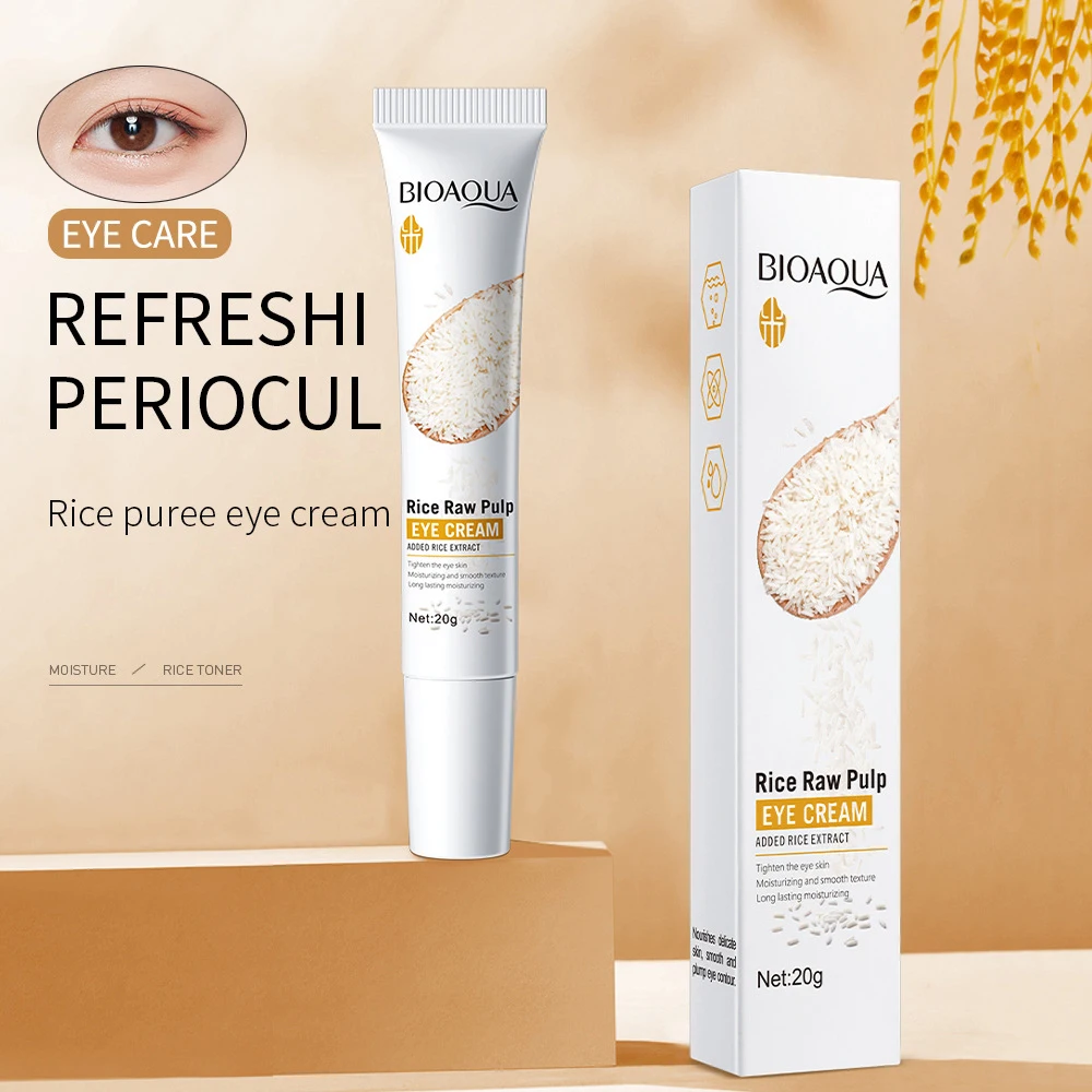 

BIOAOUA Rice Eye Cream For Remove Dark Circles Bags Puffiness Under Eyes Anti Winkle Reduce Fine Anti-Aging Firmness Skin Care