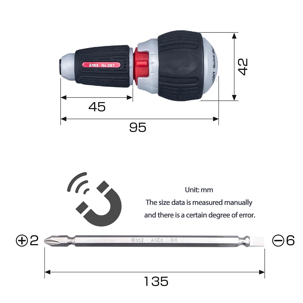 

Магнитная отвертка ANEX 72 передач