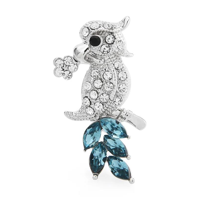 

Wuli&baby Sparkling Bird Brooches For Women Men Cute Small Bird Leaves Party Office Collar Brooch Pins Gifts