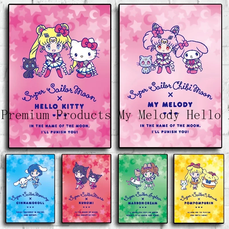Аниме периферийный постер Sanrio My Melody Cinnamoroll HelloKittys рисунок на холсте украшение для