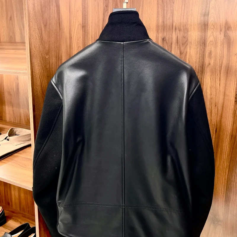 2024aw высококачественные мужские кожаные куртки тренчи повседневные пальто
