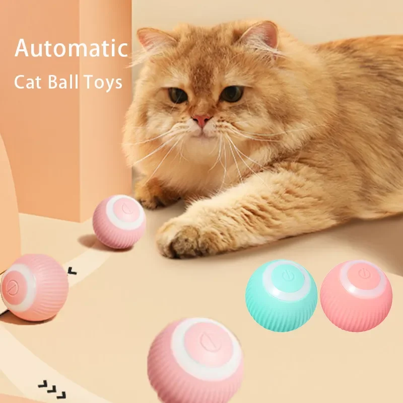 

Jouets intelligents automatiques pour chat, boule interactive, herbe à chat, rechargeable par USB, avec rotation, plumes color