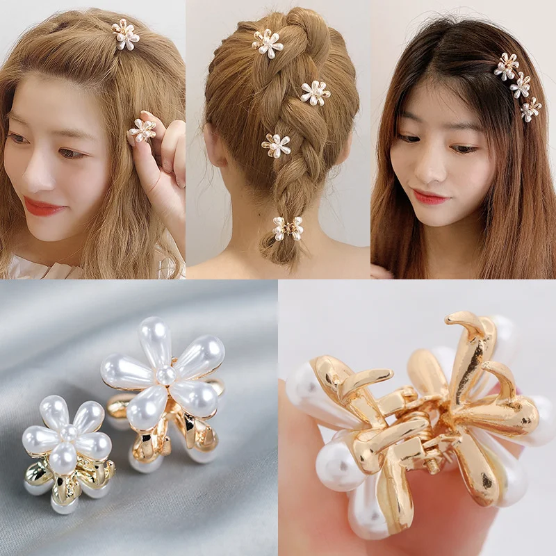 

Korean imitation pearl clip lovely girl's back of head hairpin net red side bangs clip
