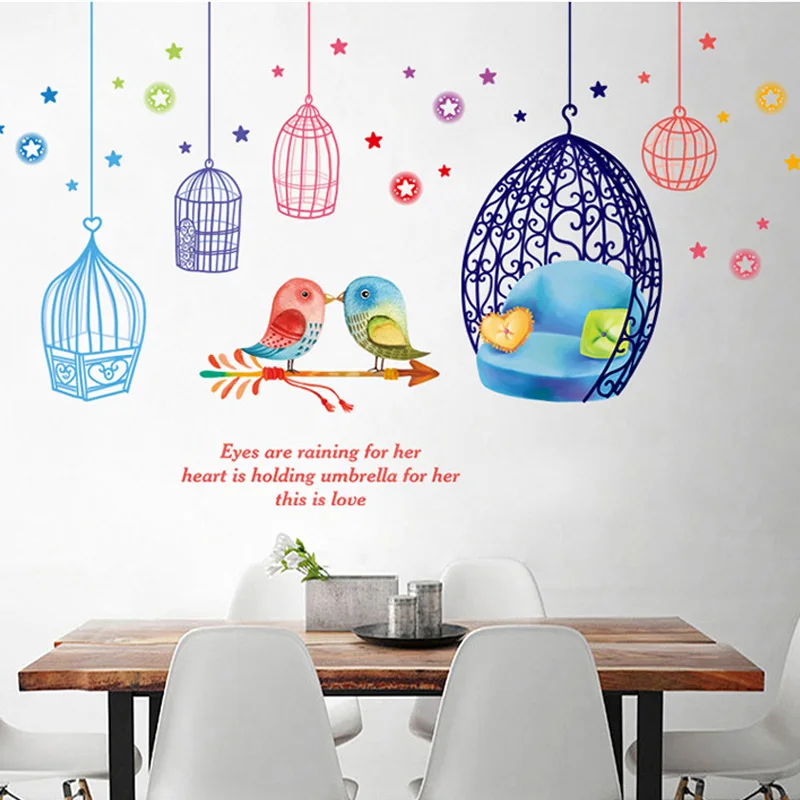 

Romantic Cozy Love Bird Nest Wall Stickers Bedroom Living Room Home Wall Decoration PVC Mural Poster Removable Wallpapers