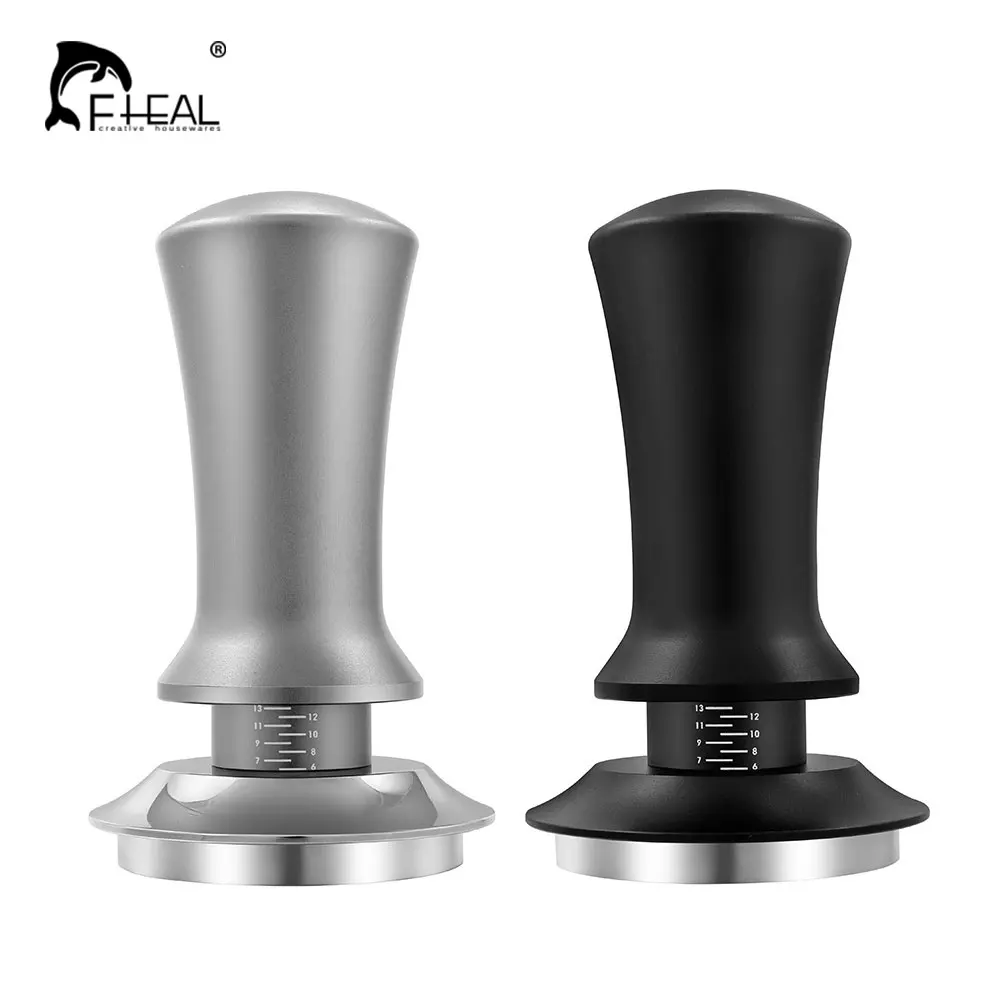 FHEAL Регулируемая глубина темпера для кофе со шкалой нержавеющая сталь калибровка устойчивое давление эспрессо порошок молоток инструменты для бариста
