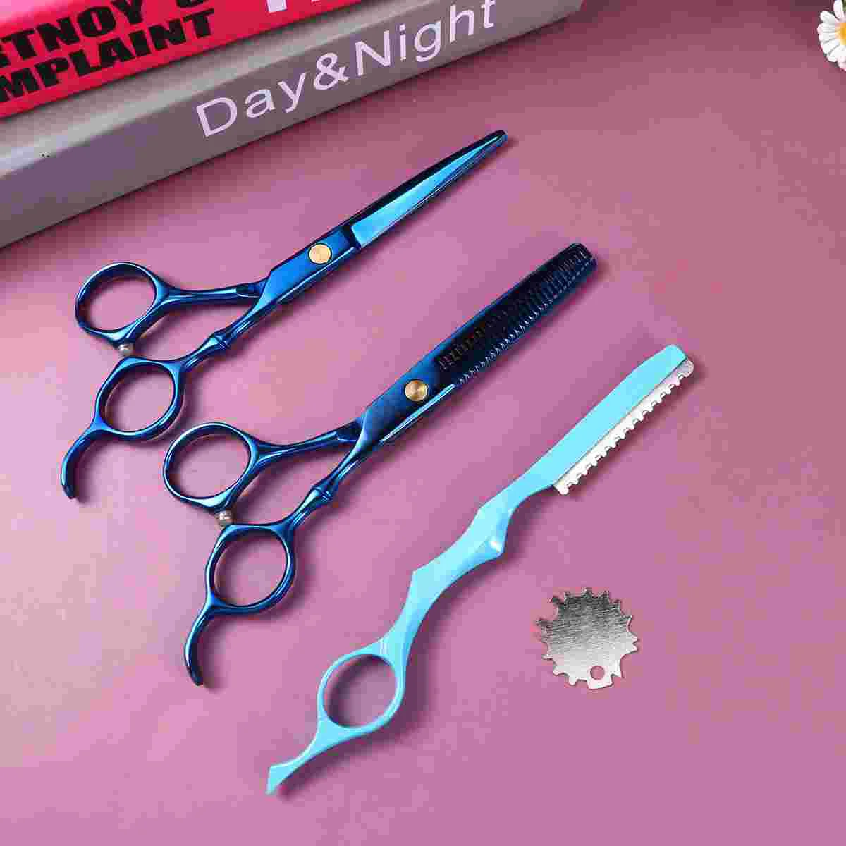 

5Pcs 6 Inches Hairdressing Scissors Flat Scissors Teeth Scissors Hair Cutter Barber Tool Black