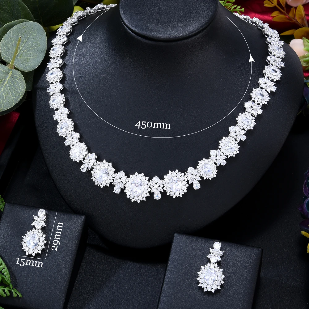 Soramoore Famous Brand Wedding Necklace Earrings Jewelry Sets For Women Bridal 2 pcs Earring Set Big Promotion |