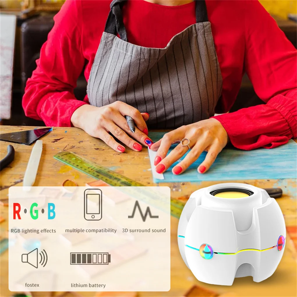 Динамик ABS 5 Вт Bluetooth-совместимый 1000 мВ 86 дБ съемный сабвуфер RGB мини-звуковая