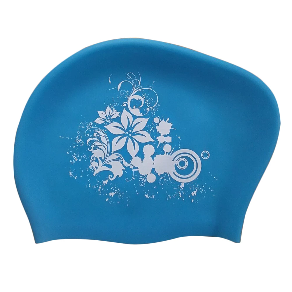 

Women Soft Silicone Hat Ladies Adults Non Slip Fashion Ear Protection Printed Elastic Long Hair Swimming Cap Pool Waterproof