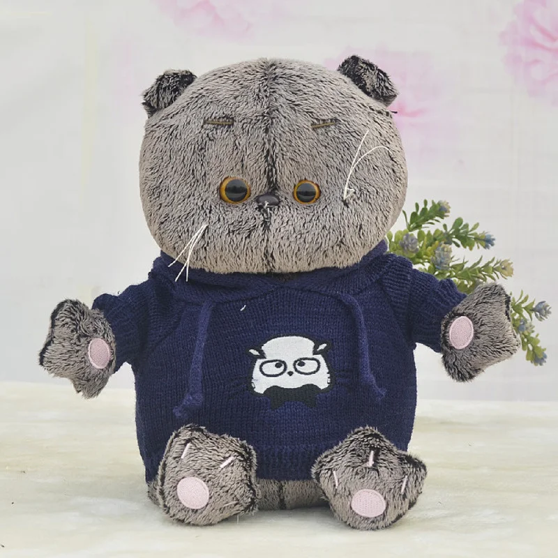 

Базовая Серая кошка Basik, плюшевые игрушки, мягкая кукла, подушка, милые домашние животные, игрушки для кошек, собак, детские игрушки