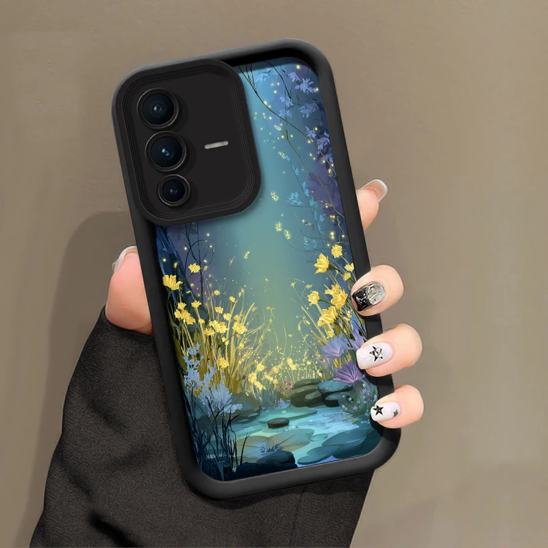 Фото Силиконовый чехол с цветочным принтом для Vivo V60 V30 SE V30E V29E V50 V40 Pro V29 V27E V27 V25, мягкий противоударный матовый защитный бампер №4