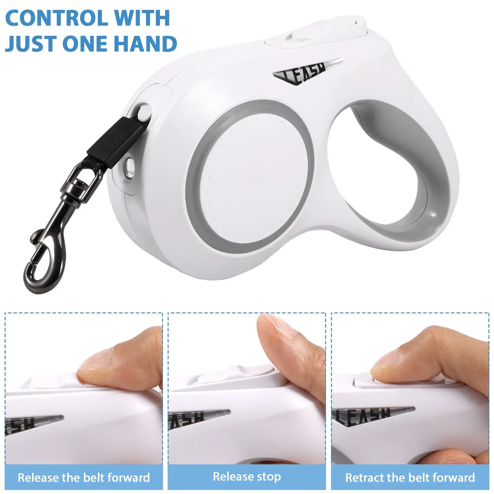 Выдвижной поводок для собак со светодиодной подсветкой 16 футов нейлоновый