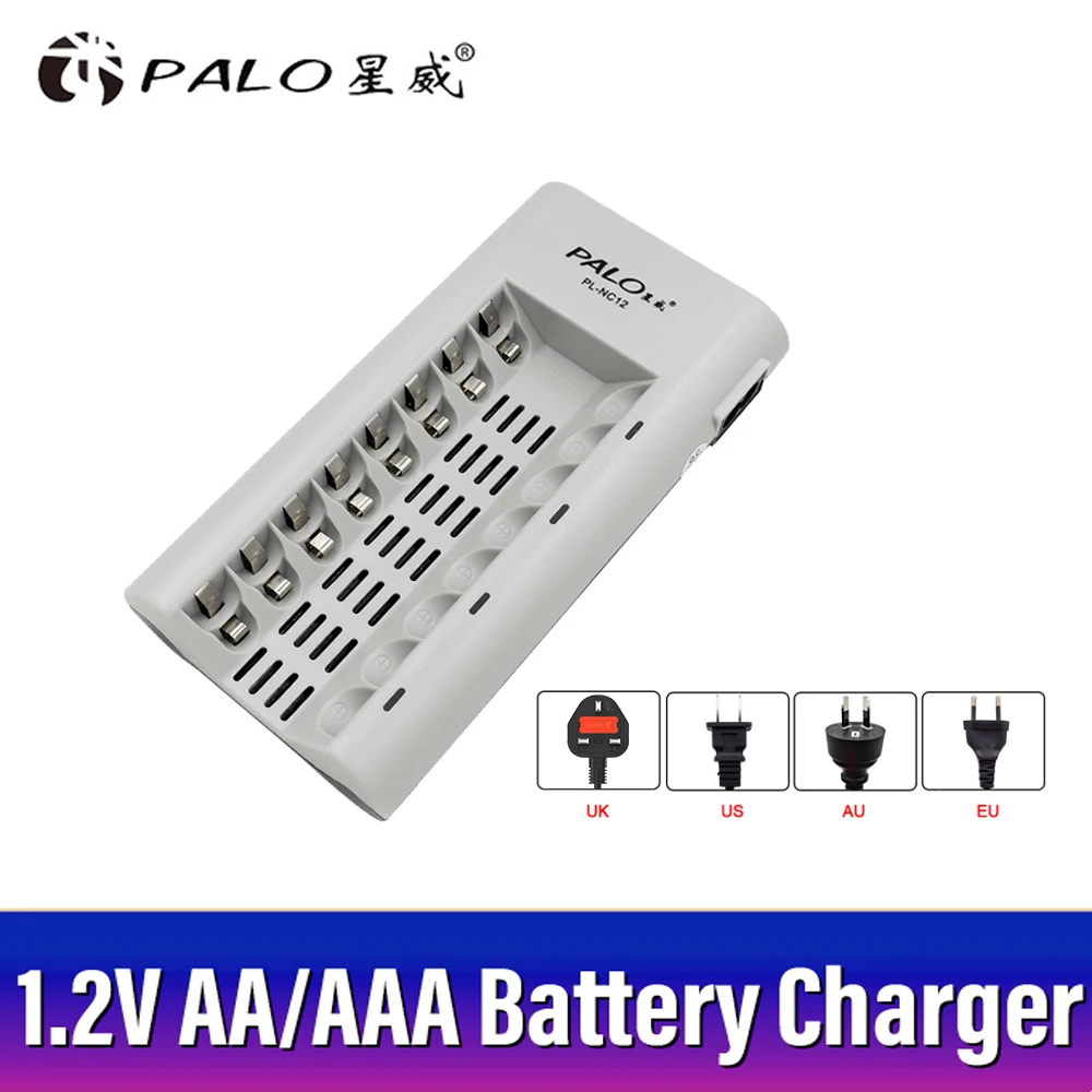PALO 8 slots charger AA AAA Battery Charger For NI-MH NI-CD 1.2V AA/AAA Rechargeable Batteries LED display charger