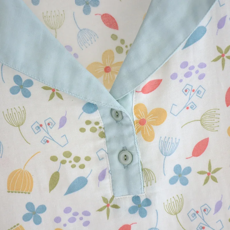 2023 New Spring/Summer Women's Sleeping Skirt 100% Cotton Gauze Long Sleeve Skirt Women's Sleeping Skirt Large Cute Home Dress