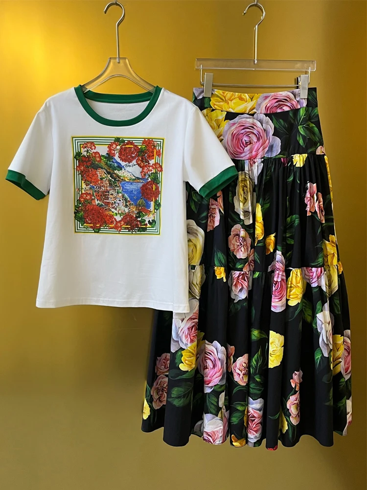 AELESEEN длинная юбка из 100% хлопка сицилийская женская весенне-осенняя модная