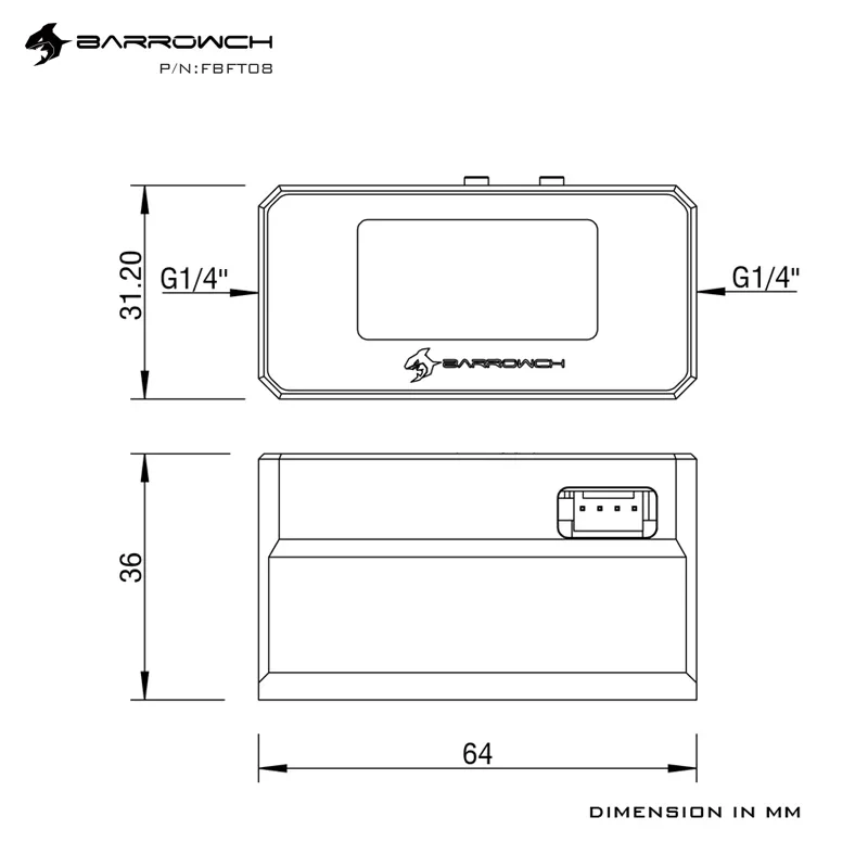 Фото BARROWCH FBFT08, водяной термометр с цифровым дисплеем OLED, регулируемый интеллектуальный мониторинг сигнализации, расходомер жидкости на заказ №2