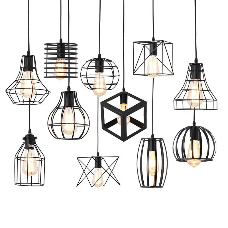 Caged Hanging Lamp Chandeliers For Loft Bar Bedroom Living Dinning Room
