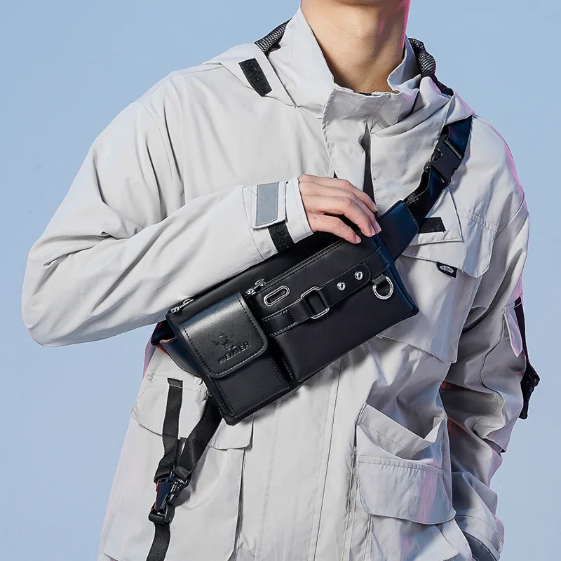Waist Bag For Men Chest Wallet Purse Fashion Hip Belt Pouch Sack Fanny Pack Phone Porter Square Sports Crossbody Side Bag Male