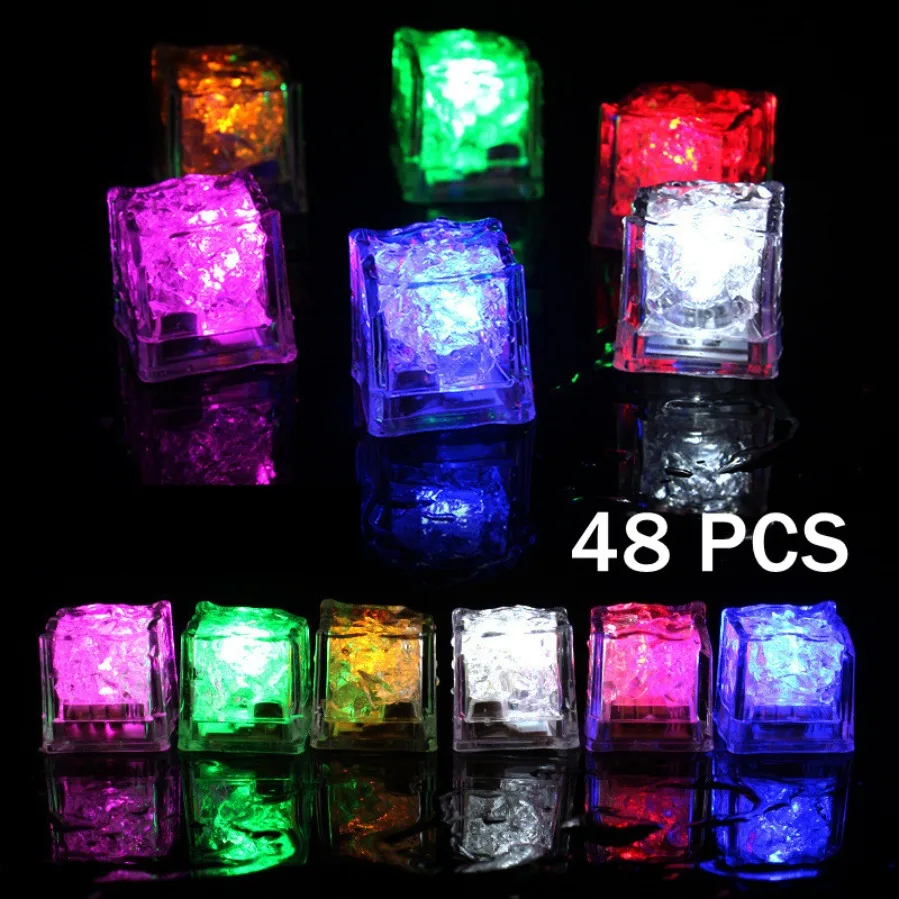 

48pcs Home Decor Luminous LED Ice Cubes Glowing Party Ball Flash Christmas Halloween Festival Glow In The Dark Party Supplies